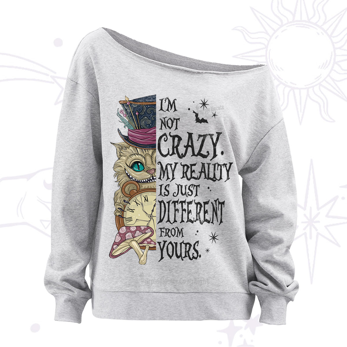 Purplehecate I'm Not Crazy My Reality Is Just Different From Yours Off The Shoulder Sweatshirt