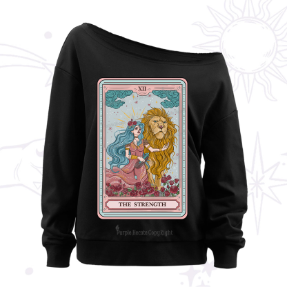 Purplehecate The Strength Tarot Off The Shoulder Sweatshirt