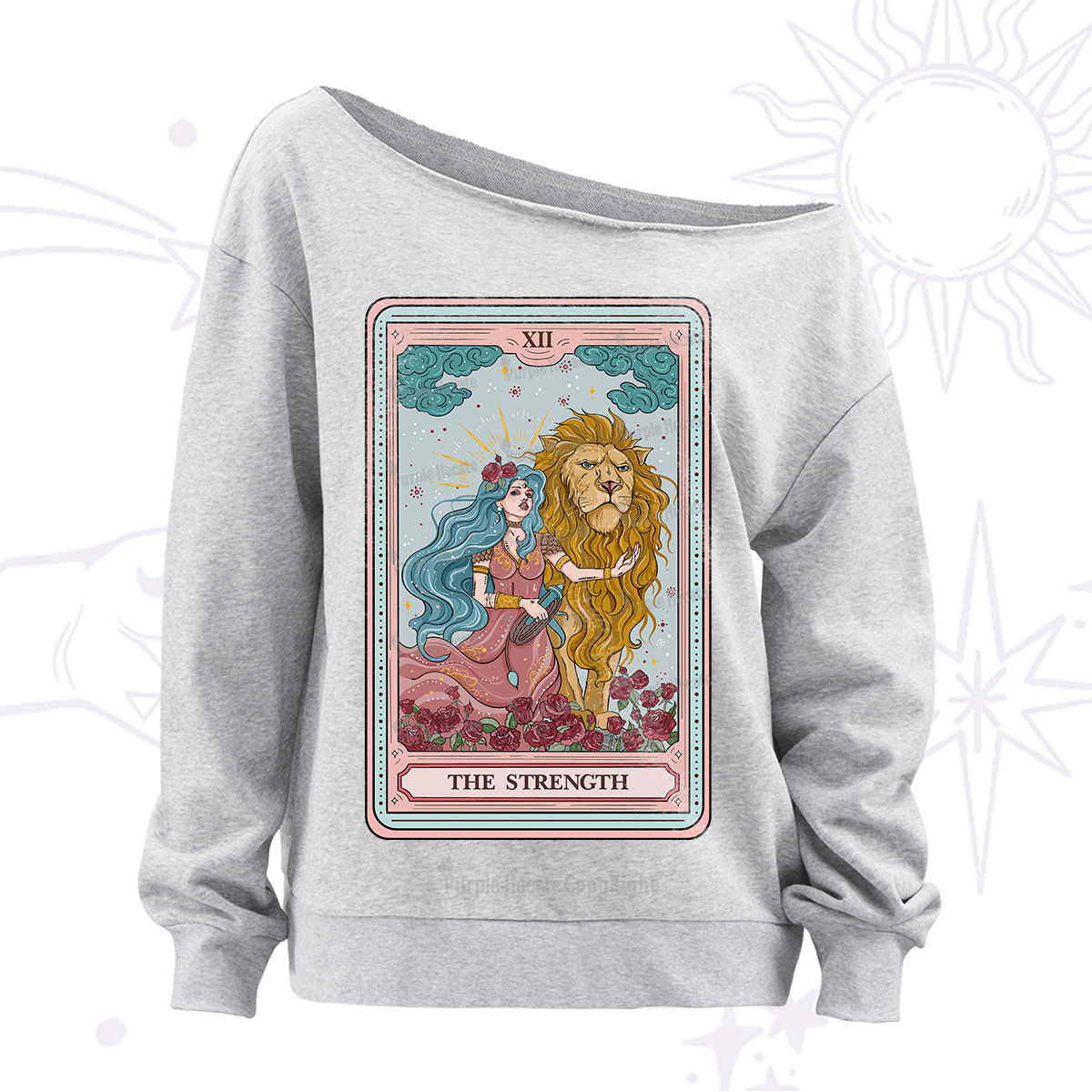 Purplehecate The Strength Tarot Off The Shoulder Sweatshirt