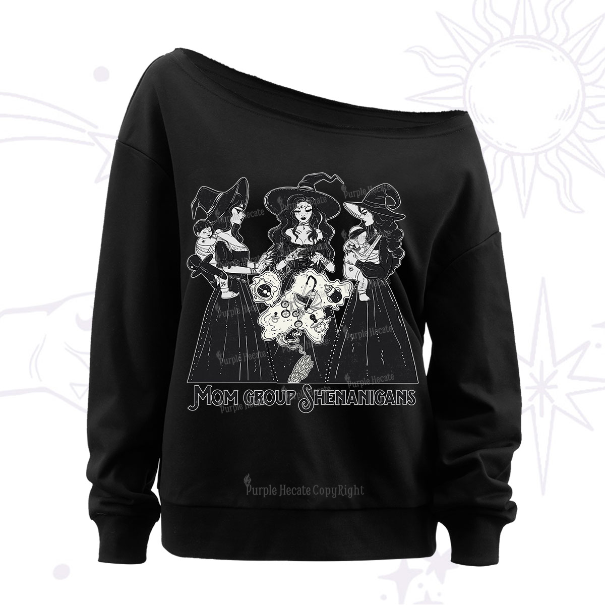 Purplehecate Mom Group Shenanigans Off The Shoulder Sweatshirt
