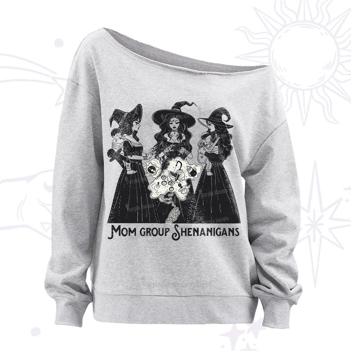 Purplehecate Mom Group Shenanigans Off The Shoulder Sweatshirt