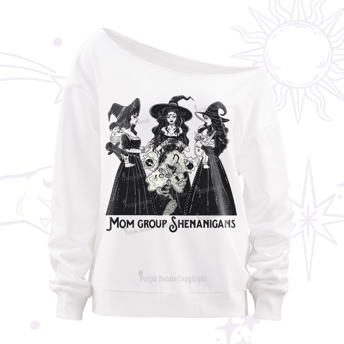 Purplehecate Mom Group Shenanigans Off The Shoulder Sweatshirt