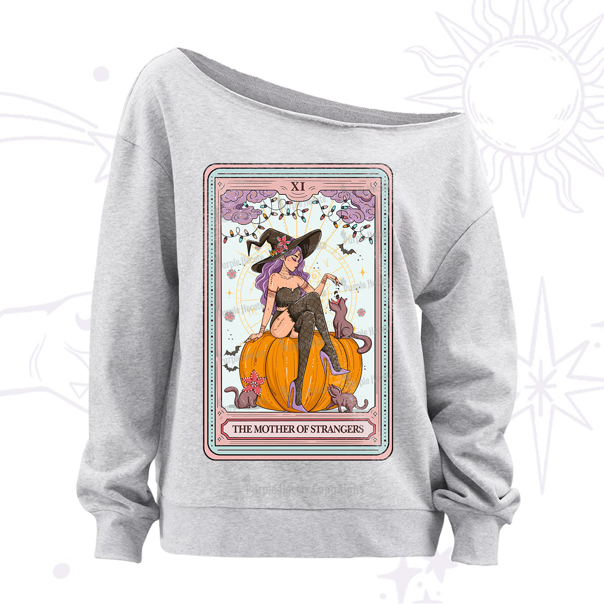 Purplehecate The Mother Of Strangers Tarot Off The Shoulder Sweatshirt