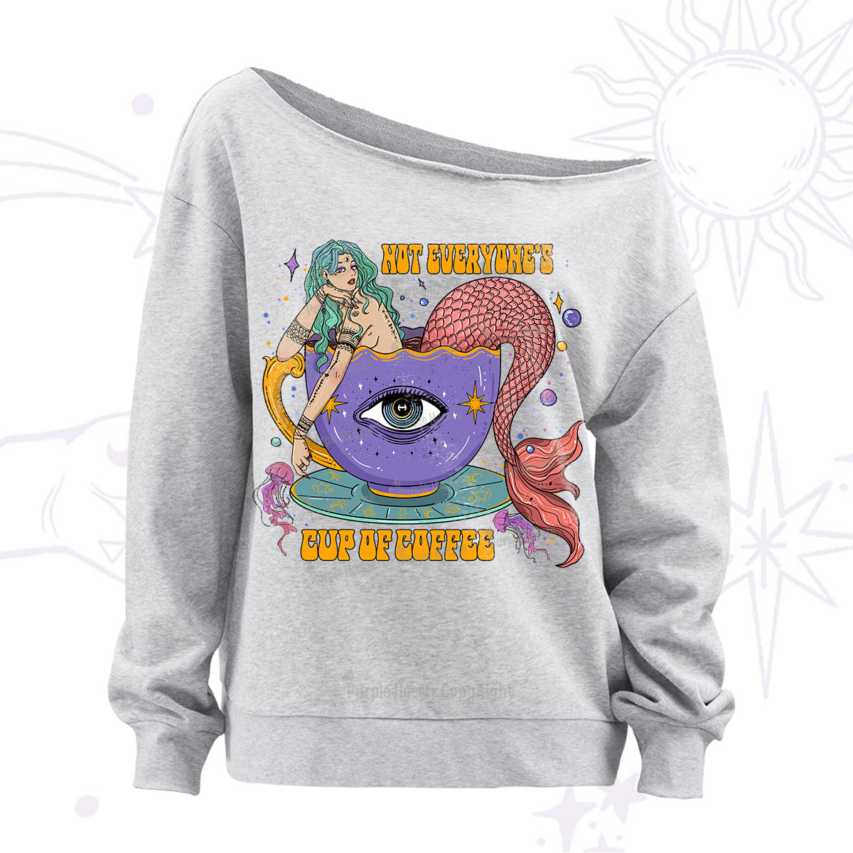 Purplehecate Not Everyone's Cup Of Coffee Off The Shoulder Sweatshirt