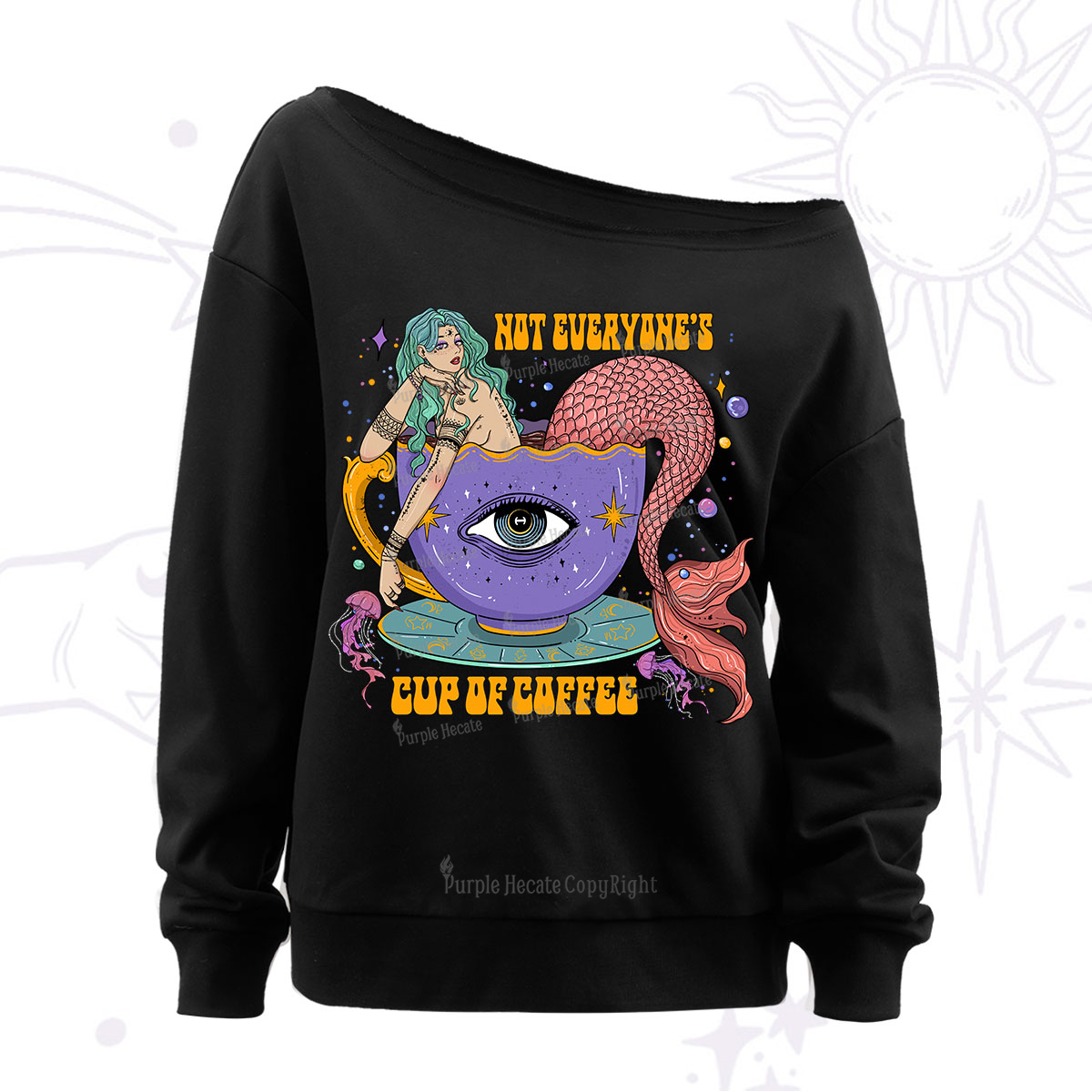 Purplehecate Not Everyone's Cup Of Coffee Off The Shoulder Sweatshirt