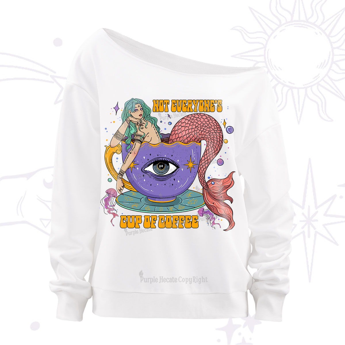 Purplehecate Not Everyone's Cup Of Coffee Off The Shoulder Sweatshirt