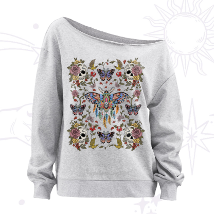 Purplehecate Deaths Head Moth Off The Shoulder Sweatshirt