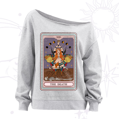 Purplehecate The Mothwomen Tarot Card Off The Shoulder Sweatshirt
