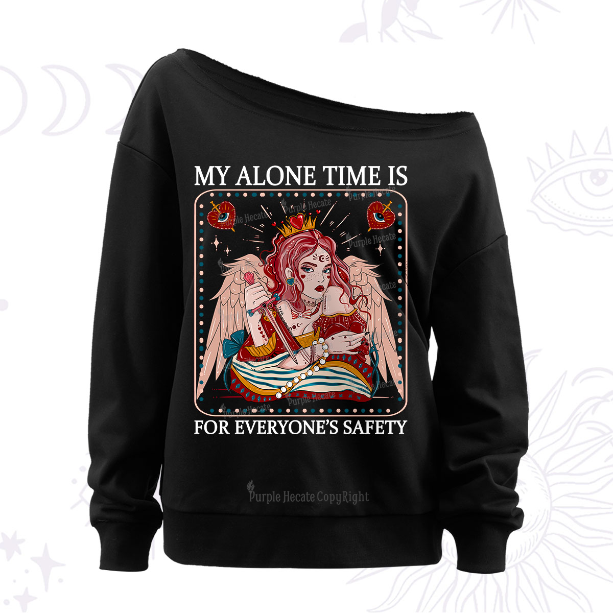 Purplehecate My Alone Time Is For Everyone's Safety Off The Shoulder Sweatshirt