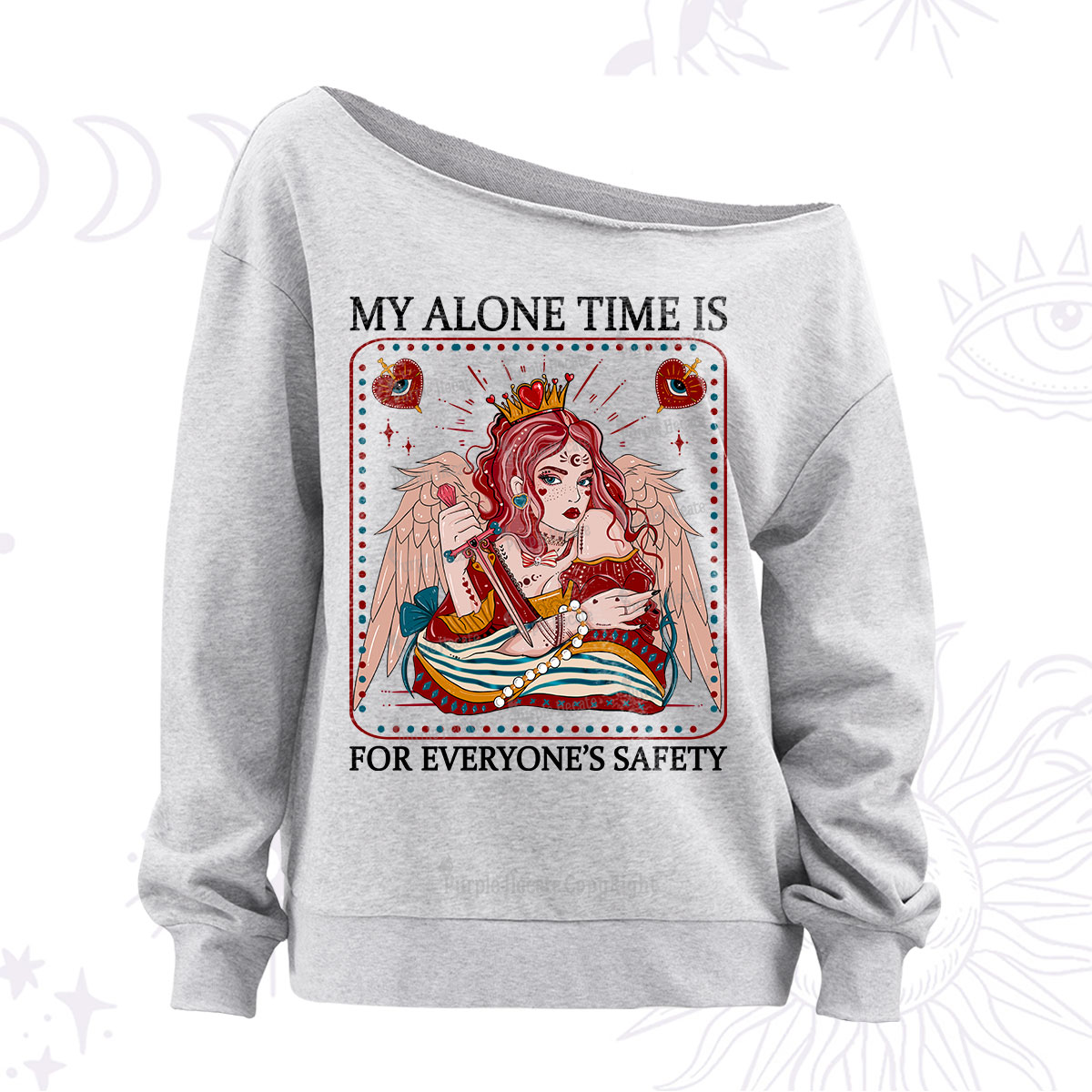 Purplehecate My Alone Time Is For Everyone's Safety Off The Shoulder Sweatshirt