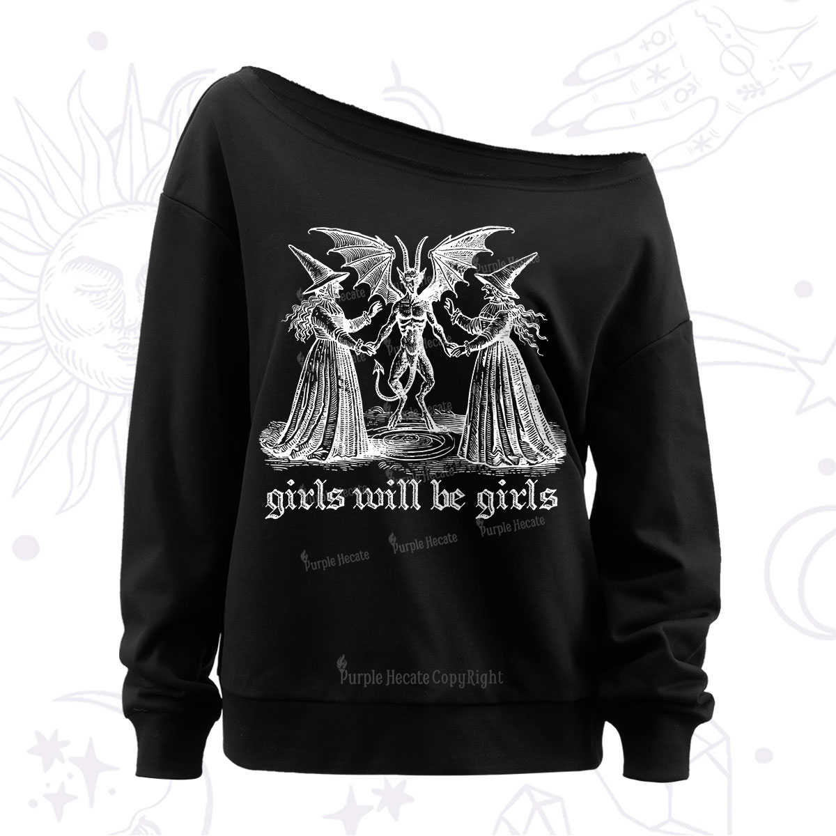 Purplehecate Witch Girls Will Be Girls Off The Shoulder Sweatshirt