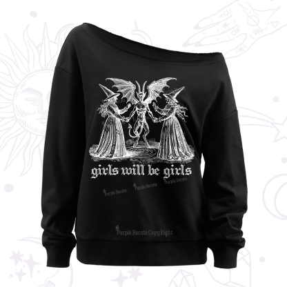 Purplehecate Witch Girls Will Be Girls Off The Shoulder Sweatshirt