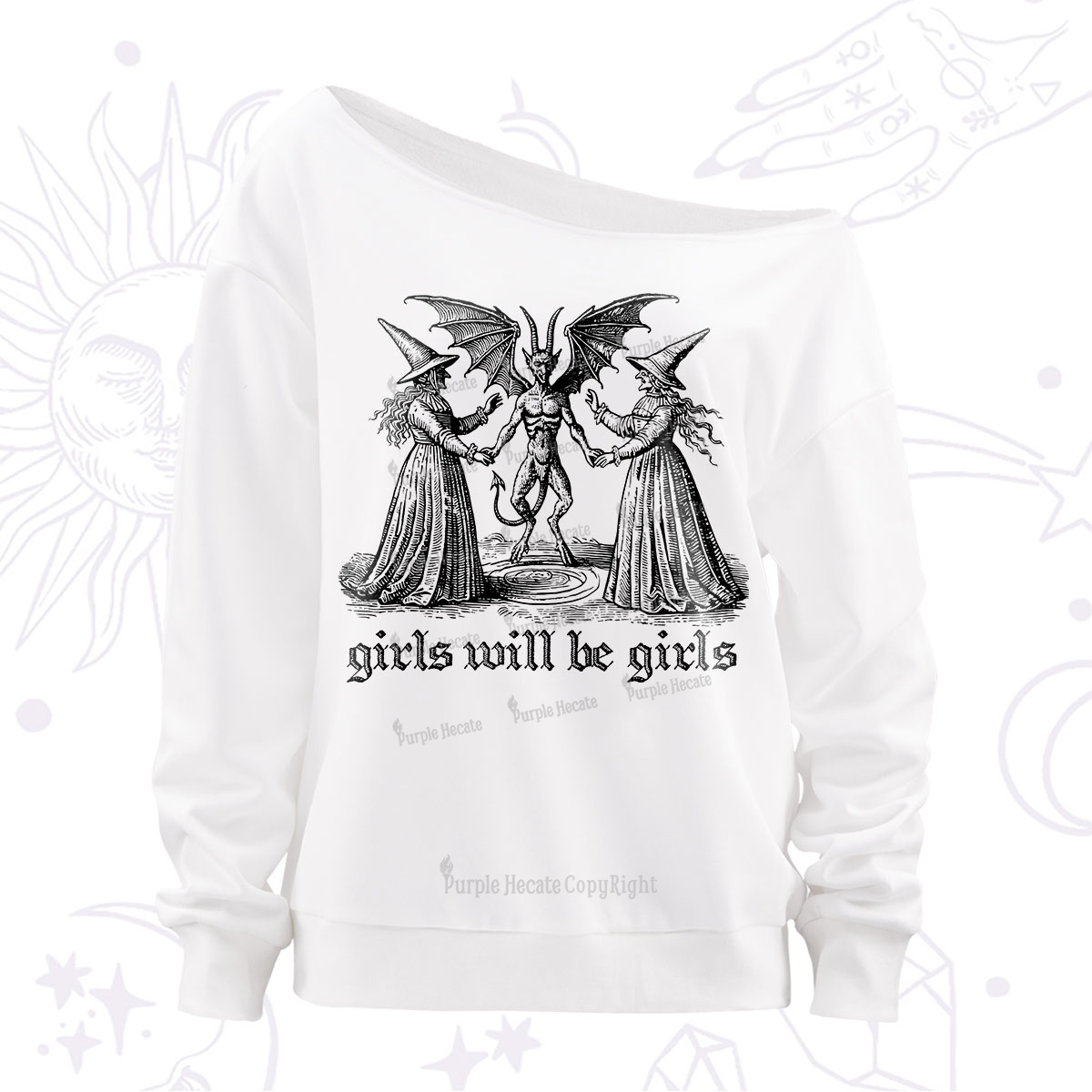 Purplehecate Witch Girls Will Be Girls Off The Shoulder Sweatshirt