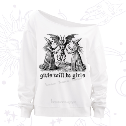Purplehecate Witch Girls Will Be Girls Off The Shoulder Sweatshirt