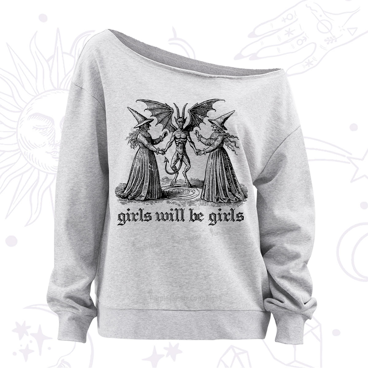 Purplehecate Witch Girls Will Be Girls Off The Shoulder Sweatshirt