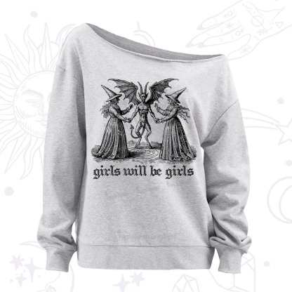 Purplehecate Witch Girls Will Be Girls Off The Shoulder Sweatshirt