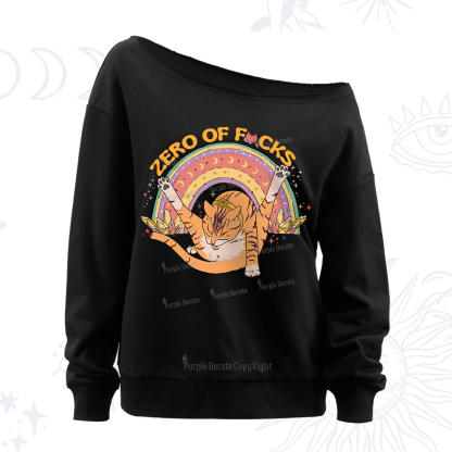 Purplehecate The Zero Fucks Cat Off The Shoulder Sweatshirt