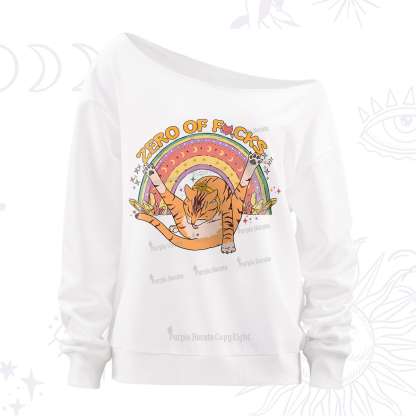 Purplehecate The Zero Fucks Cat Off The Shoulder Sweatshirt