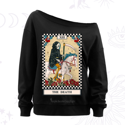 Purplehecate The Death Tarot Skeleton Off The Shoulder Sweatshirt