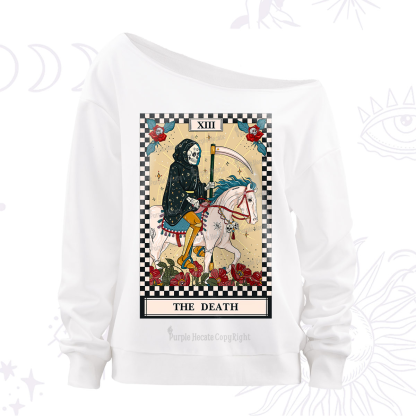 Purplehecate The Death Tarot Skeleton Off The Shoulder Sweatshirt