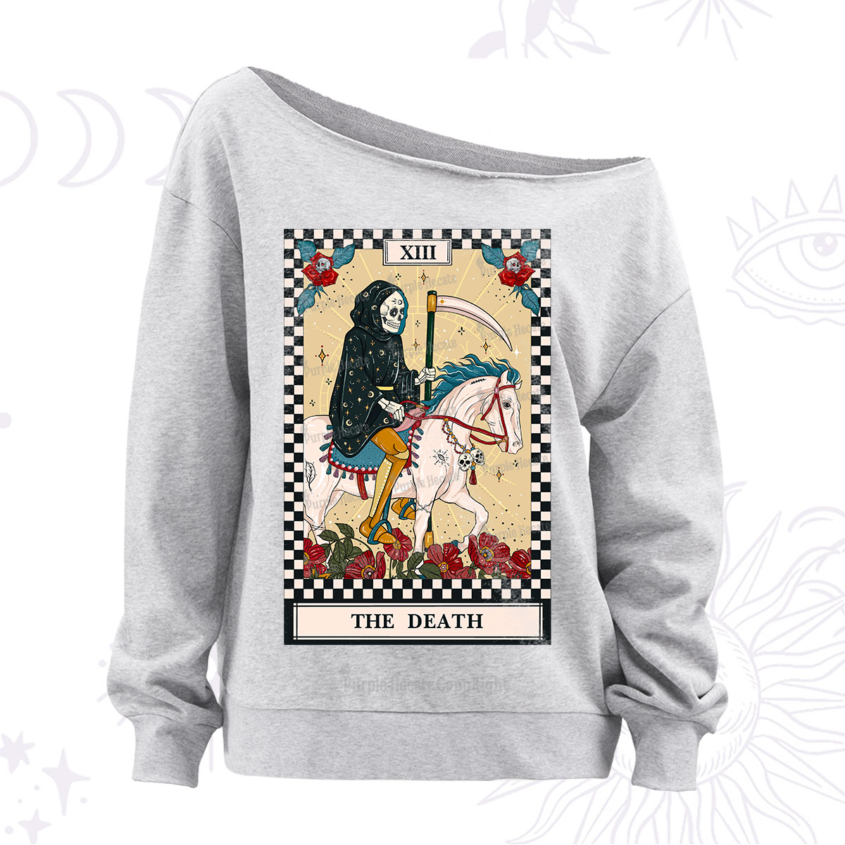 Purplehecate The Death Tarot Skeleton Off The Shoulder Sweatshirt