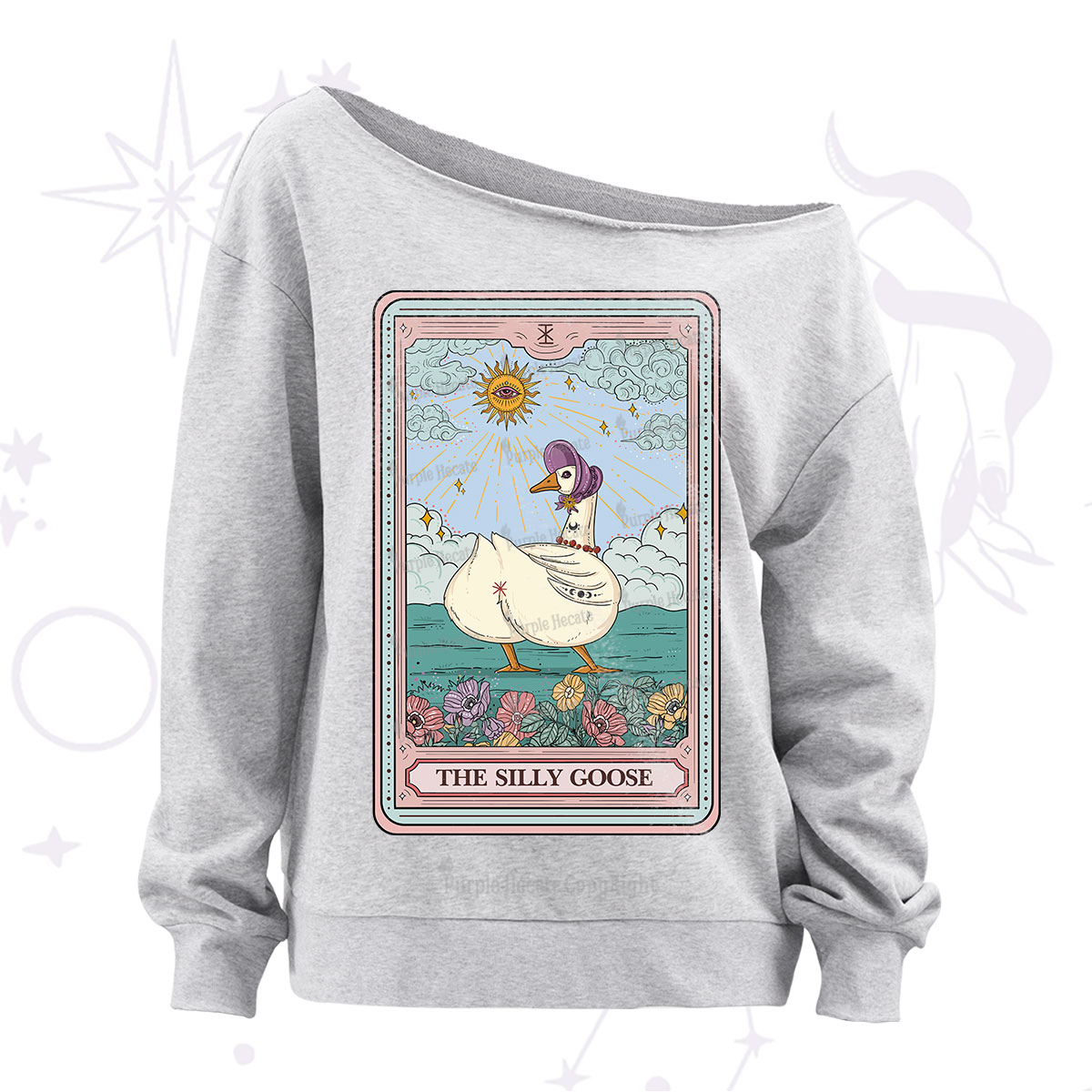Purplehecate The Silly Goose Tarot Off The Shoulder Sweatshirt