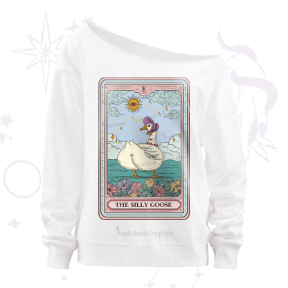 Purplehecate The Silly Goose Tarot Off The Shoulder Sweatshirt