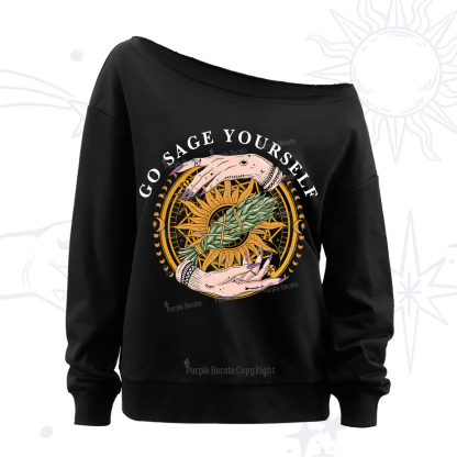 Purplehecate Go Sage Yourself Off The Shoulder Sweatshirt