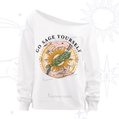 Purplehecate Go Sage Yourself Off The Shoulder Sweatshirt