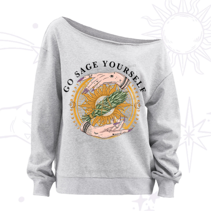 Purplehecate Go Sage Yourself Off The Shoulder Sweatshirt