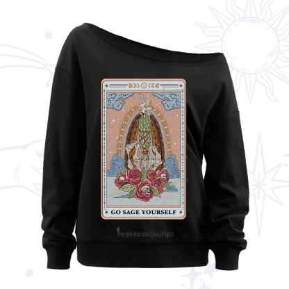 Purplehecate The Go Sage Yourself Tarot Off The Shoulder Sweatshirt
