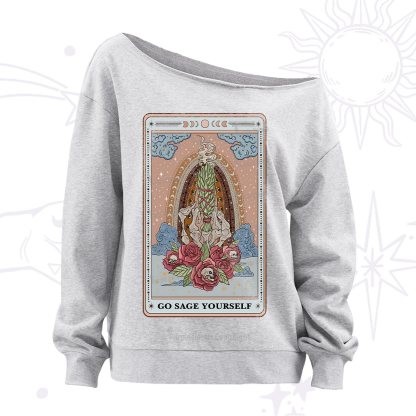 Purplehecate The Go Sage Yourself Tarot Off The Shoulder Sweatshirt
