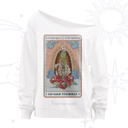 Purplehecate The Go Sage Yourself Tarot Off The Shoulder Sweatshirt