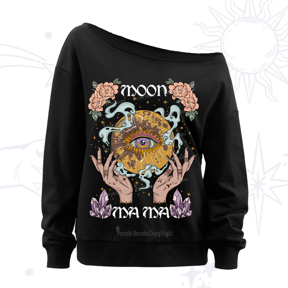 Purplehecate Moon Mama Off The Shoulder Sweatshirt