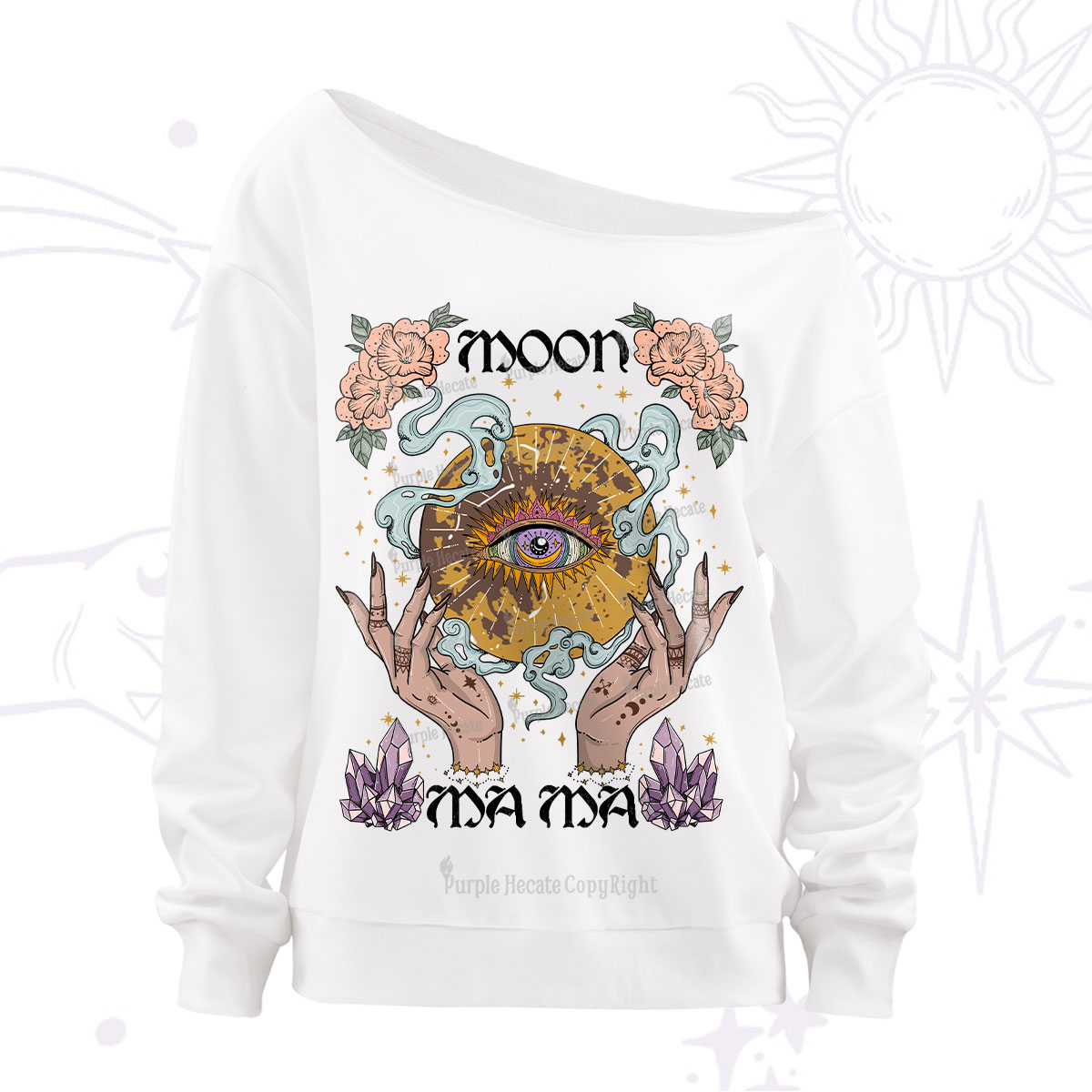 Purplehecate Moon Mama Off The Shoulder Sweatshirt