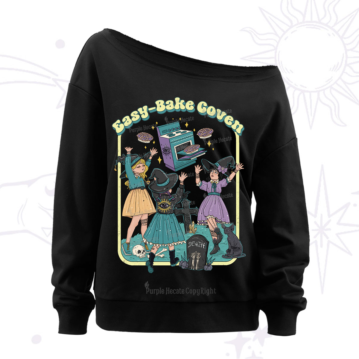 Purplehecate Easy Bake Coven Off The Shoulder Sweatshirt