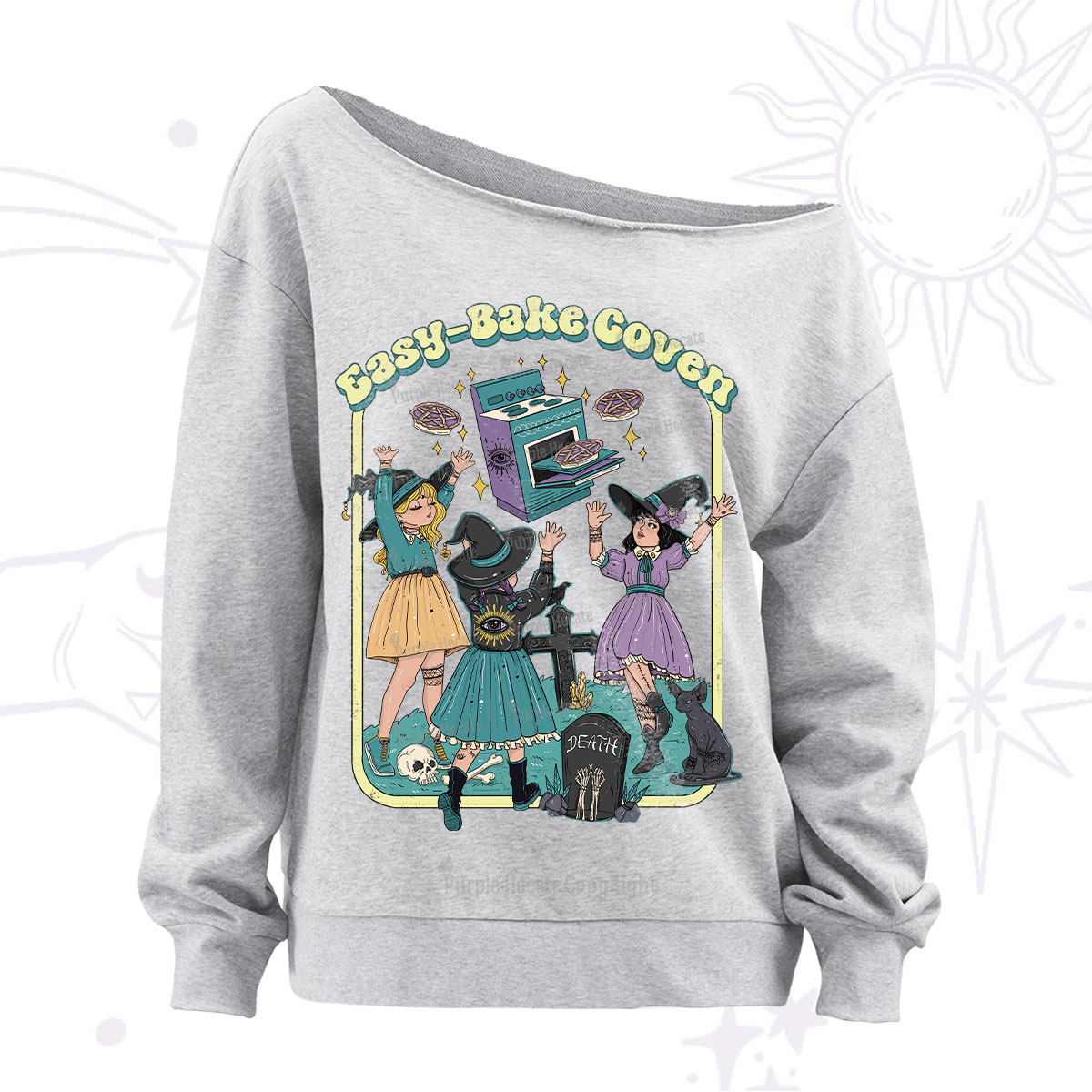 Purplehecate Easy Bake Coven Off The Shoulder Sweatshirt