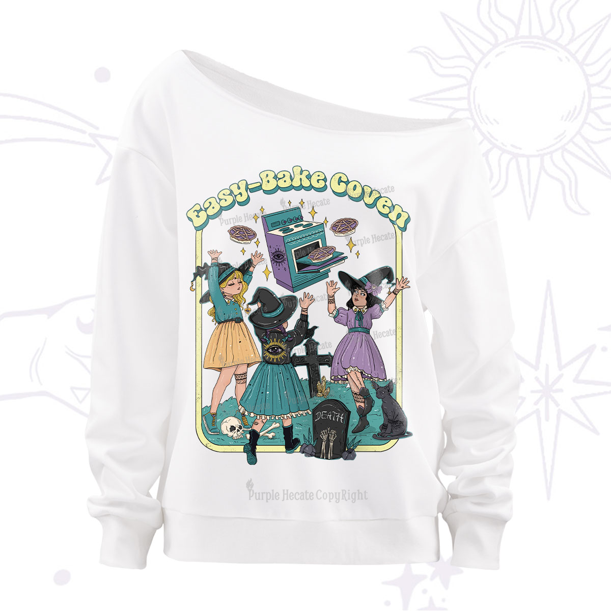 Purplehecate Easy Bake Coven Off The Shoulder Sweatshirt