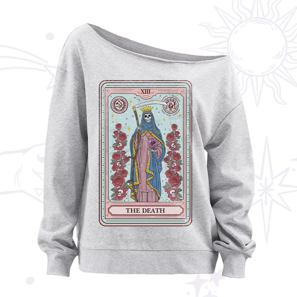 Purplehecate The Death Tarot Off The Shoulder Sweatshirt