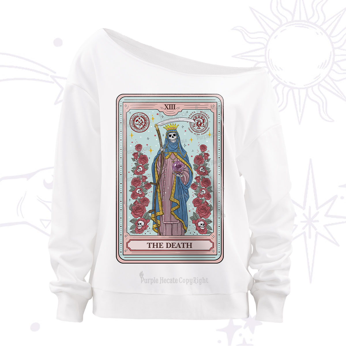 Purplehecate The Death Tarot Off The Shoulder Sweatshirt