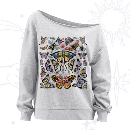 Purplehecate Mystical Butterfly & Moth Off The Shoulder Sweatshirt