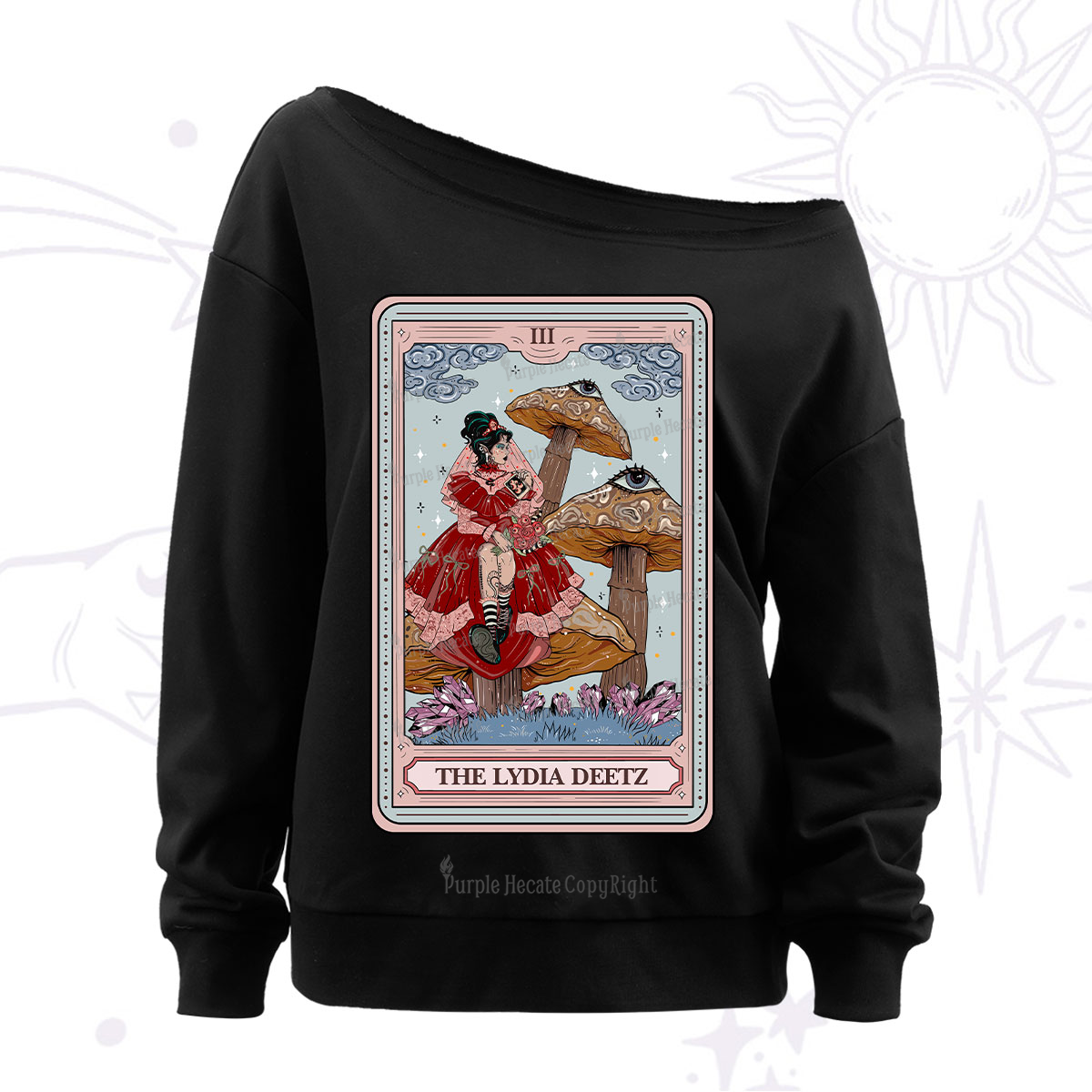 Purplehecate The Lydia Deetz Tarot Off The Shoulder Sweatshirt