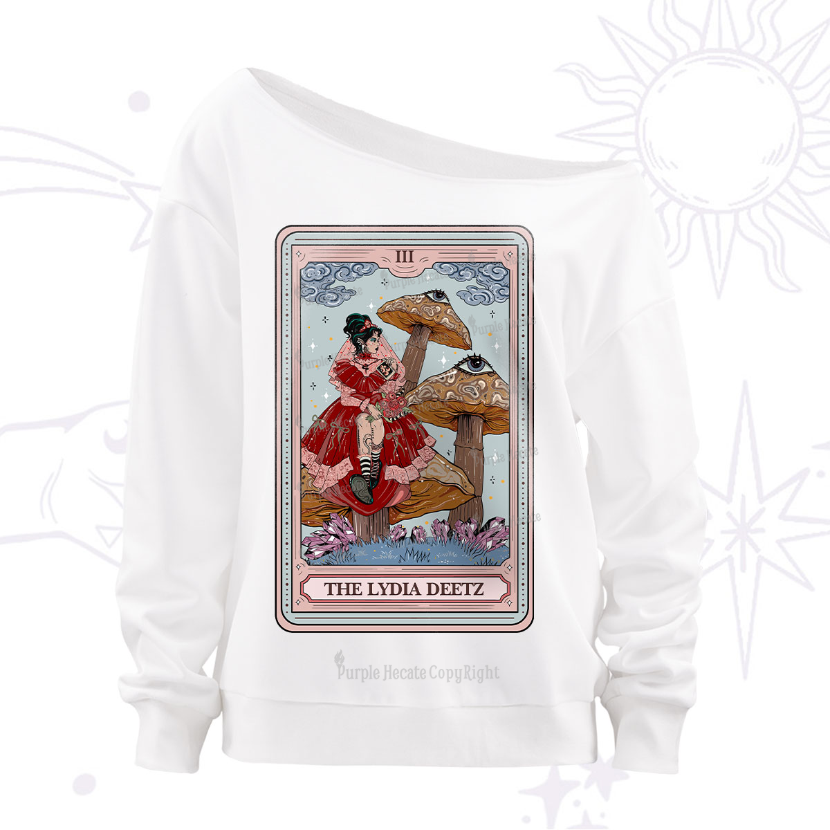 Purplehecate The Lydia Deetz Tarot Off The Shoulder Sweatshirt