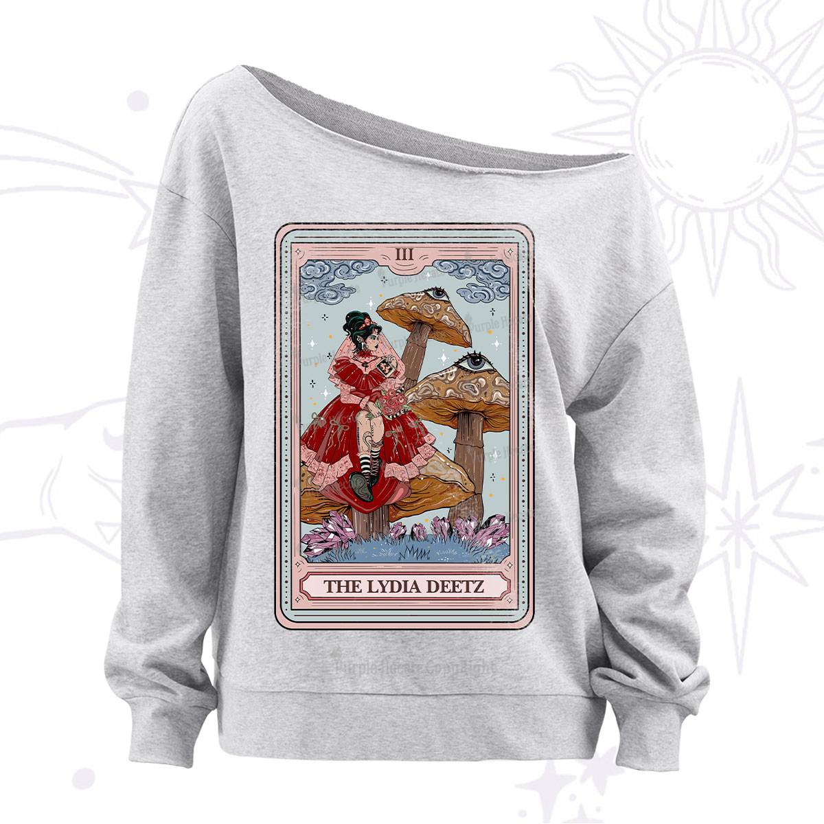 Purplehecate The Lydia Deetz Tarot Off The Shoulder Sweatshirt