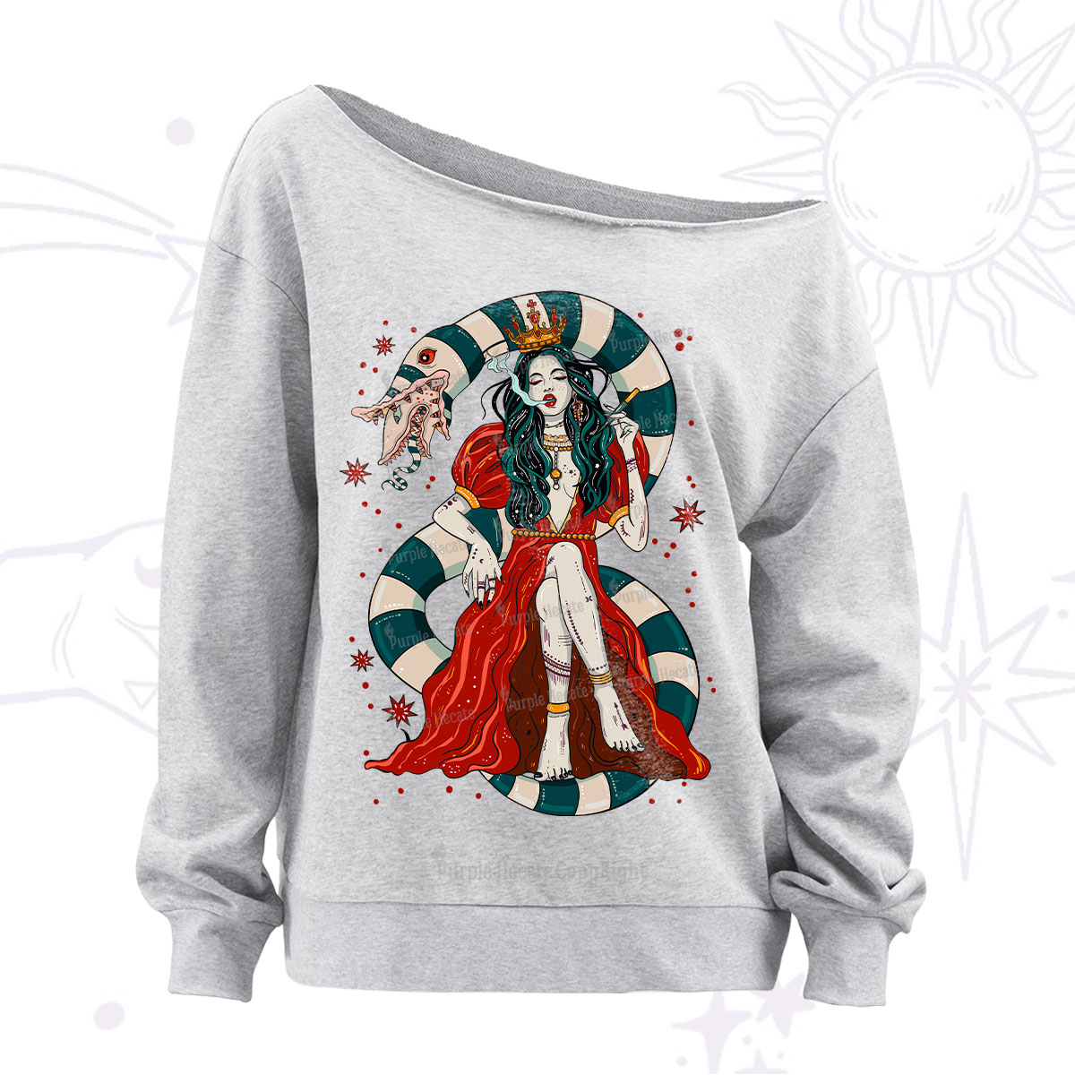 Purplehecate Queen of the Sandworms Off The Shoulder Sweatshirt