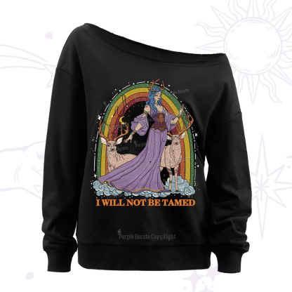 Purplehecate I Will Not Be Tamed Off The Shoulder Sweatshirt