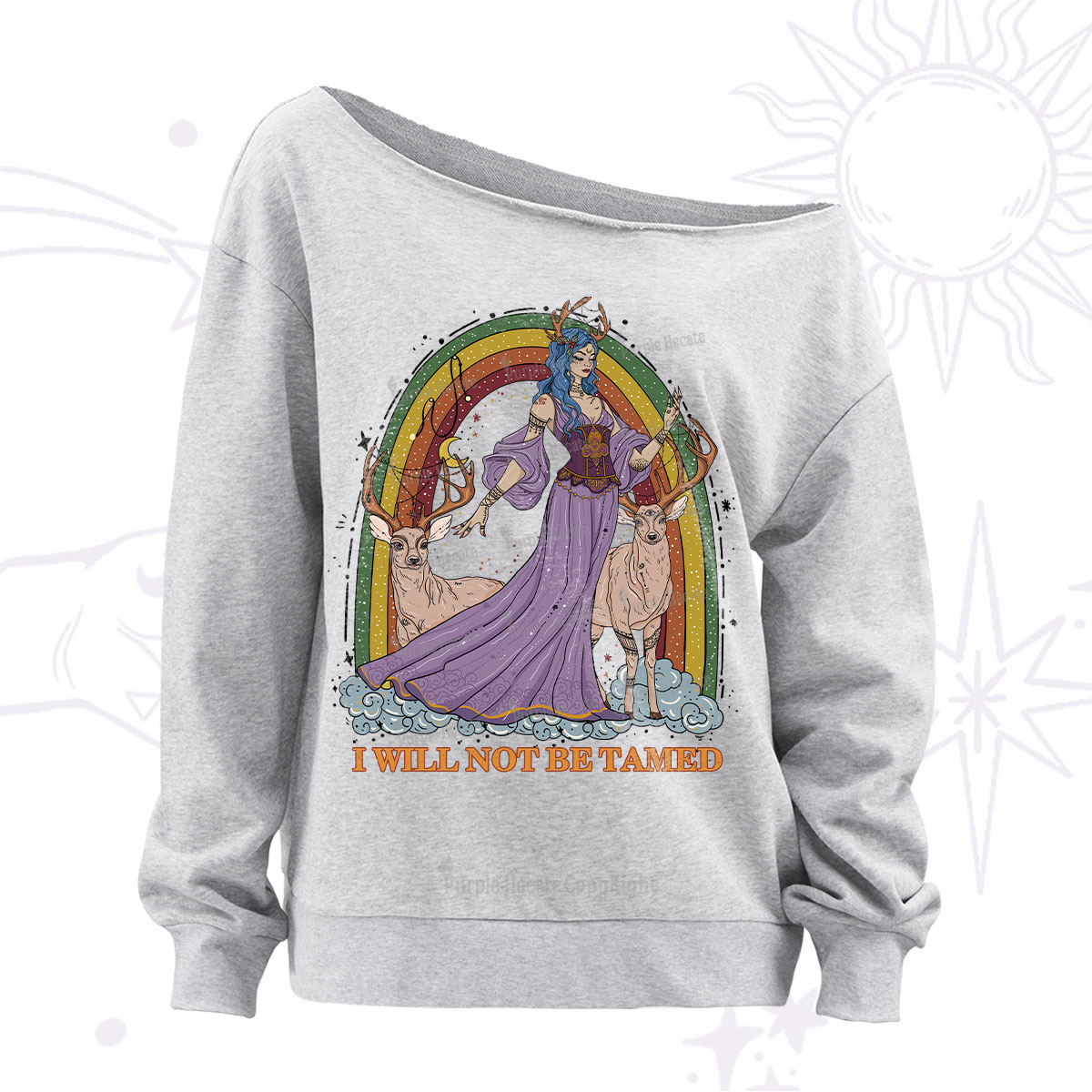Purplehecate I Will Not Be Tamed Off The Shoulder Sweatshirt