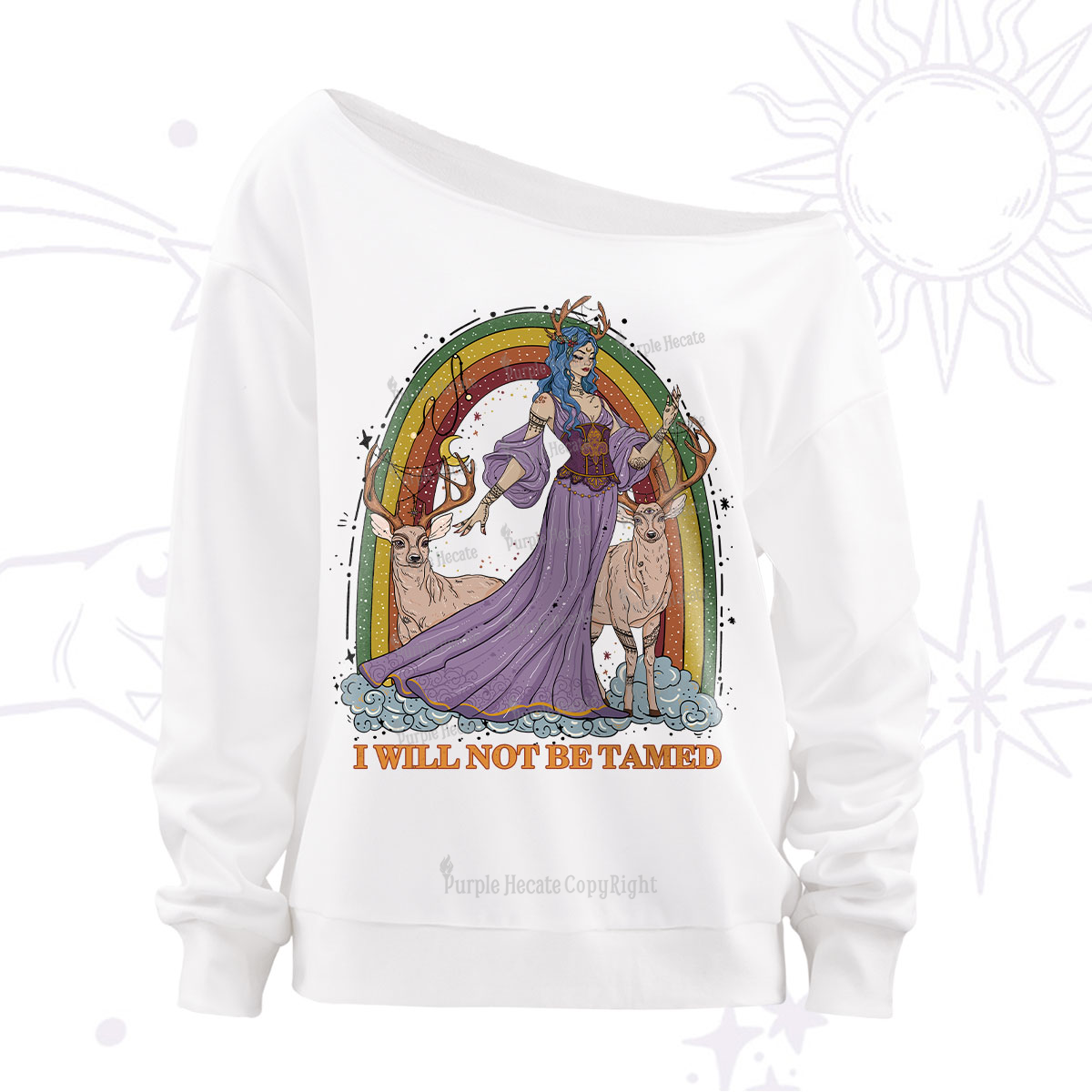 Purplehecate I Will Not Be Tamed Off The Shoulder Sweatshirt