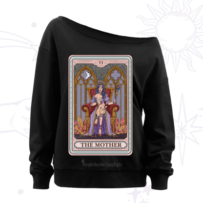 Purplehecate The Mother Tarot Card Off The Shoulder Sweatshirt