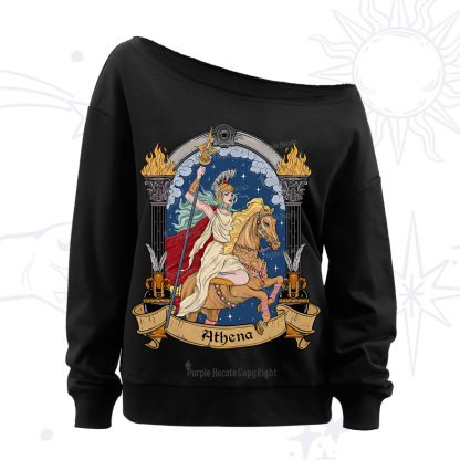 Purplehecate The Mighty Goddess Athena Off The Shoulder Sweatshirt